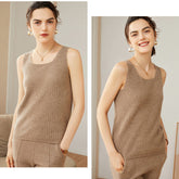 Women's 100% Pure Cashmere Sweater Tank Top Sleeveless Top